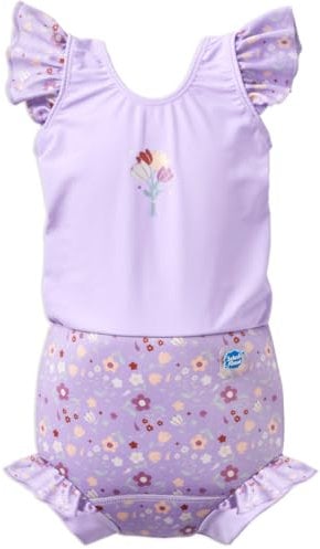 Splash About Costume da Bagno Happy Nappy con Volant, Lilac Spring, 3-6 Mesi