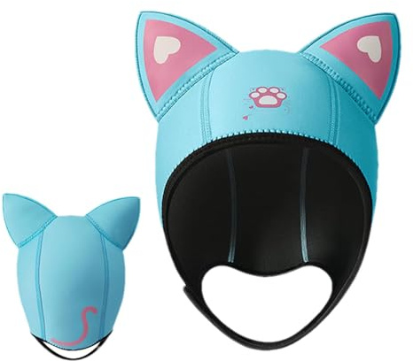 Cappello da sub - Cappuccio per per gatti, cappello da sub per orecchie da trascinamento subacqueo | design interessante Cappuccio da sub con orecchie da gatto in neoprene per donne bambin