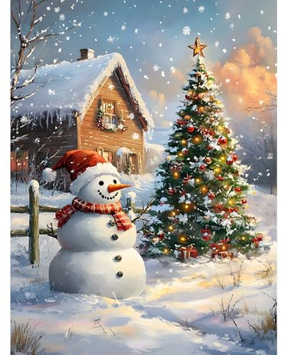 Bowetile 5D Noël Diamond Painting, DIY Sapin de Noël Diamant Painting Kit Complet, Peinture Diamant Adulte, Diamant Strass Point de Croix Cristal Painting pour Murale Décoration 30x40 cm