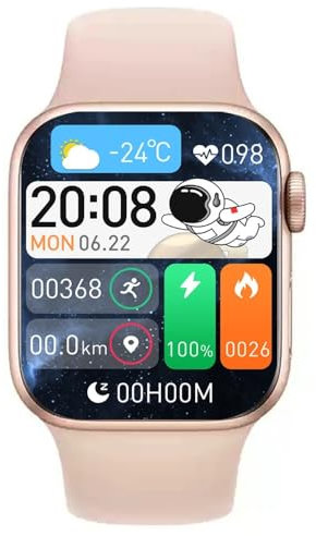 Ethelred Reloj inteligente serie 9 Amoled reloj inteligente para hombre 2025 NFC GPS Tracker 320 x 385 HD visualización reloj 9 carga inalámbrica impermeable (dorado)