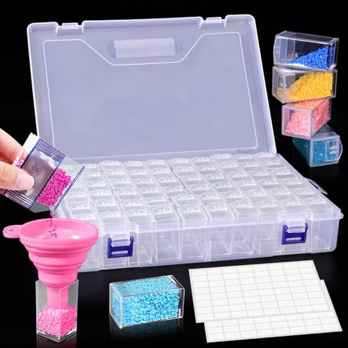 CIRULLI Contenedores de Almacenamiento de Pintura de Diamante,60 Rejillas de Compartimento Transparente de Almacenamiento de Bordado para DIY,Uñas,Bricolaje,Manualidades,5D Painting y Cross Stitch