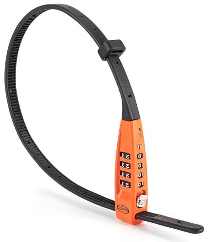 CXWCX Kabelschloss mit Zahlencode | 3-stelliges Fahrradschloss aus Stahl - Kompakt, Verstellbar (45cm) für Ski, Kinderwagen, E-Scooter & Gepäck | Tragbarer Diebstahlschutz (Orange)