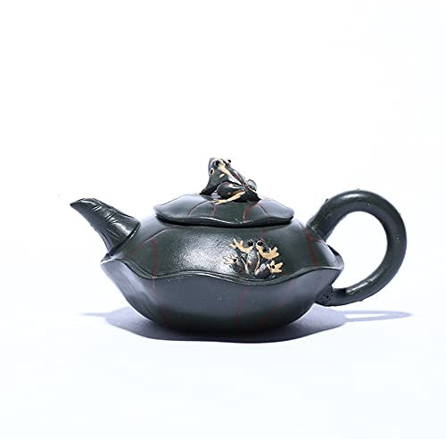 CWCQGH Teiera da 190 ml Fatta a Mano Lotus Frog Mud Green Kung Fu Bollitore Set da tè Creativo con infusore Teiera per Uso Domestico