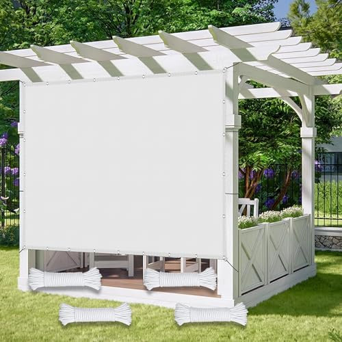 Tenda Parasole Protezione Solare Angolo Retto 4 x 6 m Protezione UV 98% Tenda a Vela Rettangolare Vela con Occhielli e Fascetta per Esterno Gazebo Piscina Campeggio, Bianco
