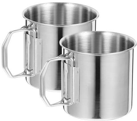 VICASKY 2pezzi Tazza Da Caffè in Metallo Tazza Da Campeggio Portatile Con Manico All Aperto Multifunzione Per Escursionismo e Picnic