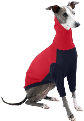 Whippet-Pullover, Fleece, Whippet-Pullover, Rollkragen, italienischer Windhundmantel, Fleece-Hundejacke, Welpenpullover für kleine Hunde (Rot, M)