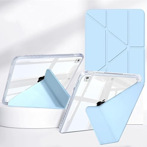 Rosbtib Coque pour iPad 9.7 Pouces (6./5. Génération Modèle 2018/2017) / iPad Air 1/2 / iPad 6/5, Pochette à Rabat Multi-Vues, Dos Transparent Antichoc avec Porte-Stylo, Bleu