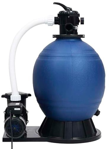 Sandfilteranlage mit 7-Wege-Ventil & 1000 W Pumpe für Pools – Blau Schwarz | Hochleistungs-Poolfilter für klares Wasser | Langlebig & einfach zu reinigen
