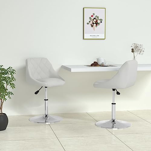 Qnhdfrt Esszimmerstühle 2 STK. Weiß Kunstleder - Moderner Drehstuhl mit Gasdruckfeder, Höhenverstellbar & 360° Drehbar für Küche, Büro, Bar