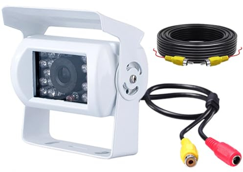 Telecamera retromarcia bianca + 18 LED IR visione notturna + cavo AVIN 15M