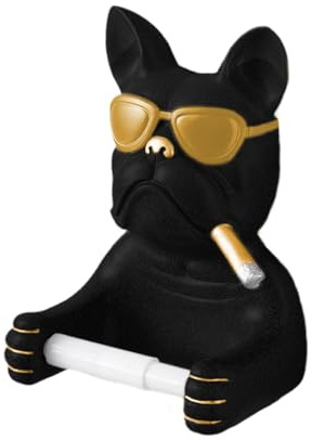 Sharplace Toilettenpapierhalter, Sonnenbrillen- und Hundemotiv, Wandmontage, modernes europäisches Toilettenpapierregal für Zuhause, Schwarz