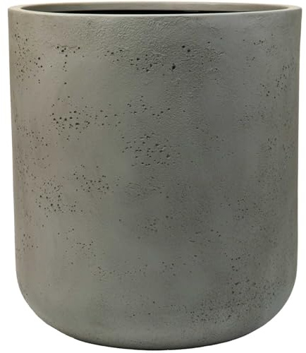 VIVANNO Pot de Fleurs en Fibre de Verre 45 x 50 cm Gris Vésuve – Grand Pot de Fleurs Rond pour l'intérieur et l'extérieur, résistant aux intempéries, Robuste, Design Moderne, Durable, Jardin terrasse