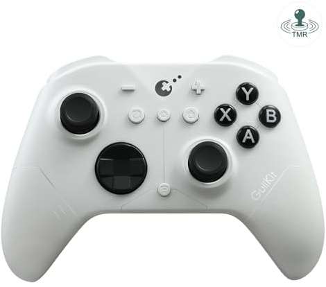 GuliKit ES PRO Manette Sans Fil pour Switch 2/1, PC, Steam Deck (Blanc) | 3.25ms de Latence Faible, Joysticks Magnétiques TMR, Réveil Switch 1/2, D-Pad à Interrupteur Tactile
