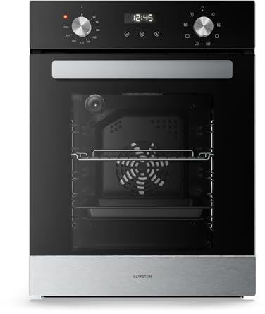 Klarstein Verosteel Einbaubackofen 45 cm - 49L, 8 Betriebsmodi, Energieeffizienz A, Edelstahl & Schwarzglas, Timer, Doppelverglasung, Einbau Backofen ohne Kochfeld