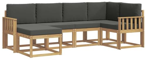 vidaXL Outdoor-Sofagarnitur 6 pcs Weiß und Anthrazit Polyester, Garten-Sofa, modernes Outdoor-Komfort-Set, langlebige Sitzgarnitur für Entspannung und Terrasse