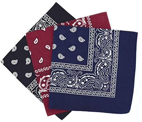 Set 3 bandanas paisley damen und herren 57x57cm
