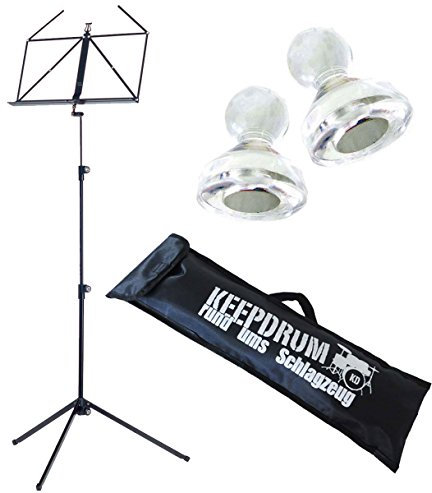 K&M 100/1 Black Notenständer Schwarz + keepdrum Tasche + Magnete 2 Stück