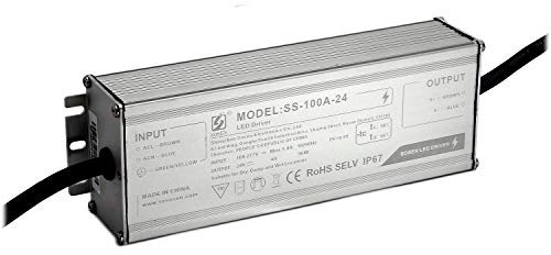 LIGHTEU®, controlador LED 100W 24V, salida máx. Transformador de fuente de alimentación LED 4A 100W aluminio sin zumbidos, carga estable, cable de conexión de 45 cm sin enchufe, 5 años de garantía