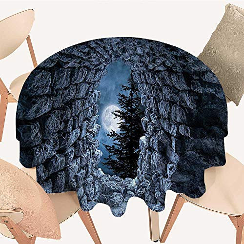 Dragonhome - Mantel redondo de lujo para uso doméstico con Flash de Aurora Polaris sobre las montañas en la noche, color verde jade y verde militar para mesa de bufé, cena de vacaciones