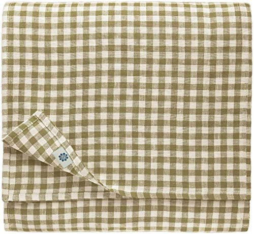 Linen & Cotton Tischdecke Tischtuch Tischwäsche Kariert Landhausstil Estella - 100% Leinen, Weiß Weiss Beige (100 x 140 cm) Festliche Rechteckige Frühling/Home Küche Restaurant Cafe Hotel Gastronomie