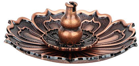 Mini Lotus Stick Brûleur d'encens Base avec Forme de Fleur Art et décoration Four Classique(Bronze Rouge) Porte encens Baton Buddhist Supplies