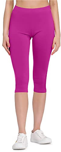 Bellivalini Leggins 3/4 Piratas Mallas Deportivas Capri en Viscosa Mujer Leggings Pirata Fitness para Deporte BLV50-148 (Fucsia-2, L)