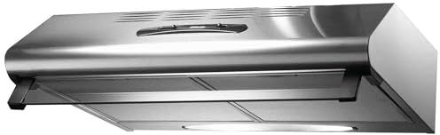 Fhuller Cappa Novella 3 K002R0654, Sottopensile, 60 cm, Acciaio Inox, Motore 220 m³/h, Comando Meccanico Slider 3 Velocità, Illuminazione 2 x Led 2,5W E14