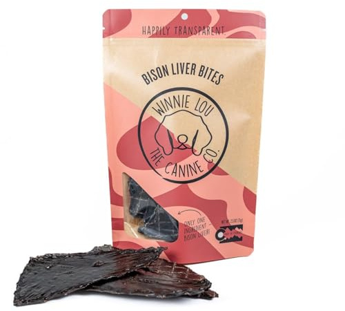 Winnie Lou Bison Liver Bites Dog Treats – Limited Ingredient, Human Grade, Training Treats for Small, Medium & Large Dogs, USA Made, High Protein, Chews, Hypoallergenic, Sensative Stomach (1 Pack)
