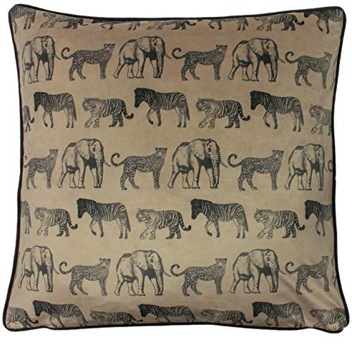 Evans Lichfield Savannah Repeat Kissenbezug, Samt, Keks, 50 x 50cm