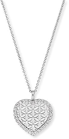 Engelsrufer Damen Halskette aus Sterling Silber und Herz Anhänger mit Lebensblume Symbol - besetzt mit 34 Zirkonia Steinen - Karabinerverschluss - nickelfrei