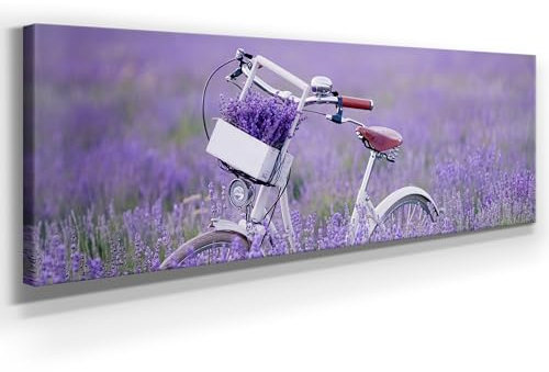 Panorama Leinwand Fahrrad - als 150x50cm großes XXL Leinwandbild. Wandbild als Hintergrund und Deko für Wohnzimmer & Schlafzimmer. Aufgespannt auf Holzrahmen