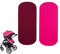 Adesugata Universal-Kinderwagenkissen, 2 Stück, atmungsaktiv, schweißabweisend, schützt vor Flecken, tragbar für Kinderwagen, Buggy, Autositz (rot + rosa)