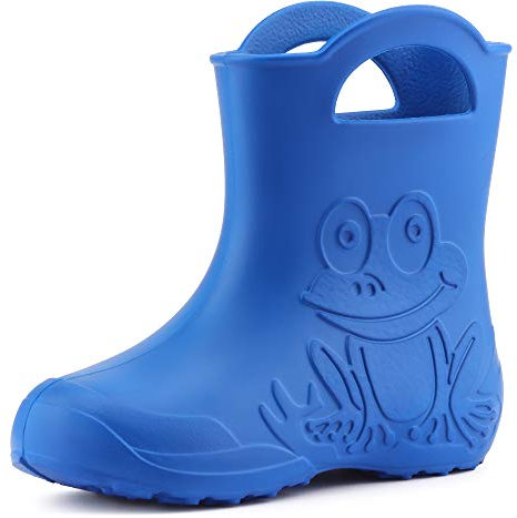 Ladeheid Stivali Bambino e Bambina in Gomma Comodi Stivali Pioggia Bambino con Motivo a Rana LA-CA-01 (Blu, 34/35 EU)