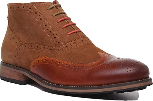 JUSTINREESS ENGLAND Bruno Herren Leder Mid Brogue Stiefel mit seitlichem Reißverschluss