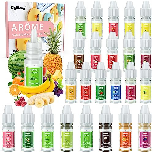 Arôme alimentaire liquide utilisé pour Gâteaux Biscuits Crème Glacée, Huile d'arôme alimentaire très concentré gouttes aromatisantes sans sucre, 24 Saveurs 6ml