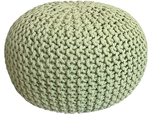 kreatives Wohnen Pouf Ø 45 cm Sitzpouf Sitzpuff Grobstrick-Optik Pouf Strick Bodenkissen Höhe 30 cm neon Strickhocker