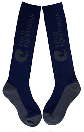 Oypla Coco Equestrian Blue Unisex Child Breathable Knee High Long Boot Horse Riding Socks - 1 Pair