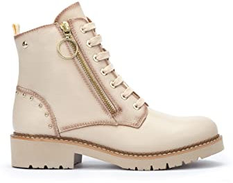 Pikolinos Botines Planos en Cuero Vicar para Señora Color Marfil