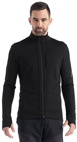 Icebreaker Merino Herren Quantum Iii Pullover, langärmelig, Wolle, mit durchgehendem Reißverschluss Sweatshirt, schwarz, Medium