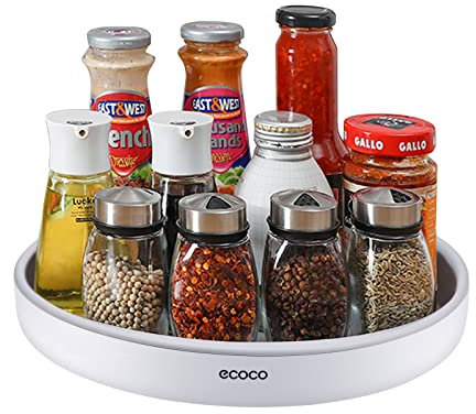 KINGOZOYI Soporte Botes de Especias, Especiero Giratorio Organizador Cocina Redondo de Plástico para Cocina Frigorífico - 30 x 30 x 5cm