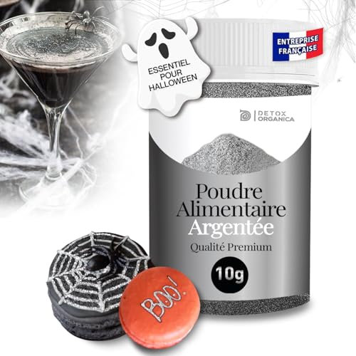 Detox Organica Paillette Alimentaire Argenté, 10G, COMESTIBLE 100%, Irisée Décoration patisserie : Gâteaux, Macarons, Boissons… Déversez votre créativité !