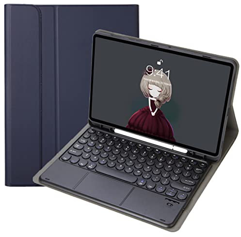 Keyboard Cover Case for iPad 9.7'' (2018/2017, 6th/5th Gen.), Wireless Bluetooth Keyboard, Detachable/Trackpad, Soft TPU Back Cover, with Pencil Slot