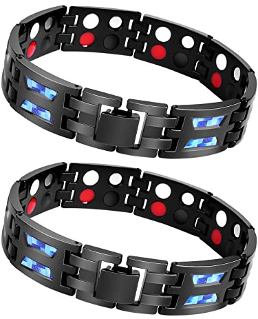 Flintronic Magnetarmband, Titanium Power Magnetic Bracelet für Arthritis Verschluss, Magnetische Armbänder Herren, 4 Element Therapie Armband Doppel Starker Magnet mit Entfernen Werkzeug