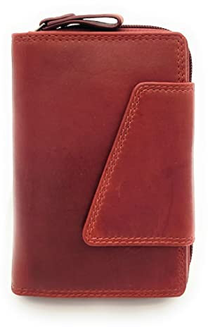 Jockey Club große echt Leder Damen Geldbörse Portemonnaie Geldbeutel mit RFID Schutz (Rot)