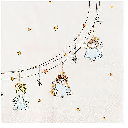 HOME FASHION Serviette Kleine Engel 33x33cm 20 Stück Papierserviette Tischserviette Serviettentechnik