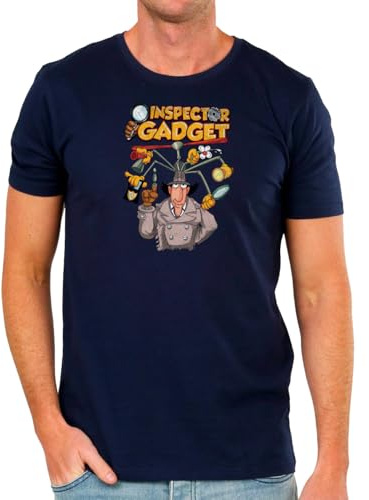 Camisetas EGB Camiseta Adulto/Niño Inspector Gadget Ochenteras 80´s Retro Comic Tallas Especiales (Marino, M)