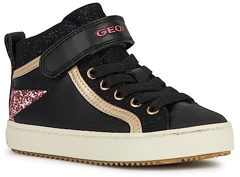 Geox J Kalispera Girl M Basket, Black DK Pink, 33 EU