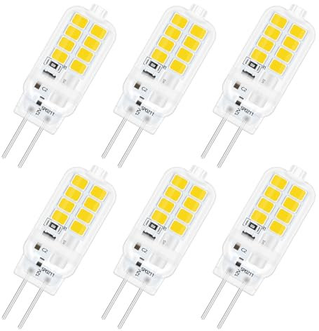 SCNNC Ampoule LED G4 12V 3W Non Dimmable, 16 SMD 300LM Blanc Neutre 4000K, Équivalent 25W Halogène, pour Lustre, Lumière d'Armoire, Chambre, Éclairage Paysager, Lot de 6