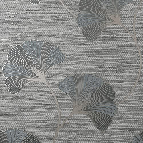 Fine Decor Miya Ginkgo SIDEWALL Grey