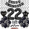Schwarz 22. Geburtstag Dekoration, Luftballon 22. Geburtstag Deko, Schwarz Tortendeko 22 Jahre Mann, Deko 22. Manner Frau, Deko 22. Ballons